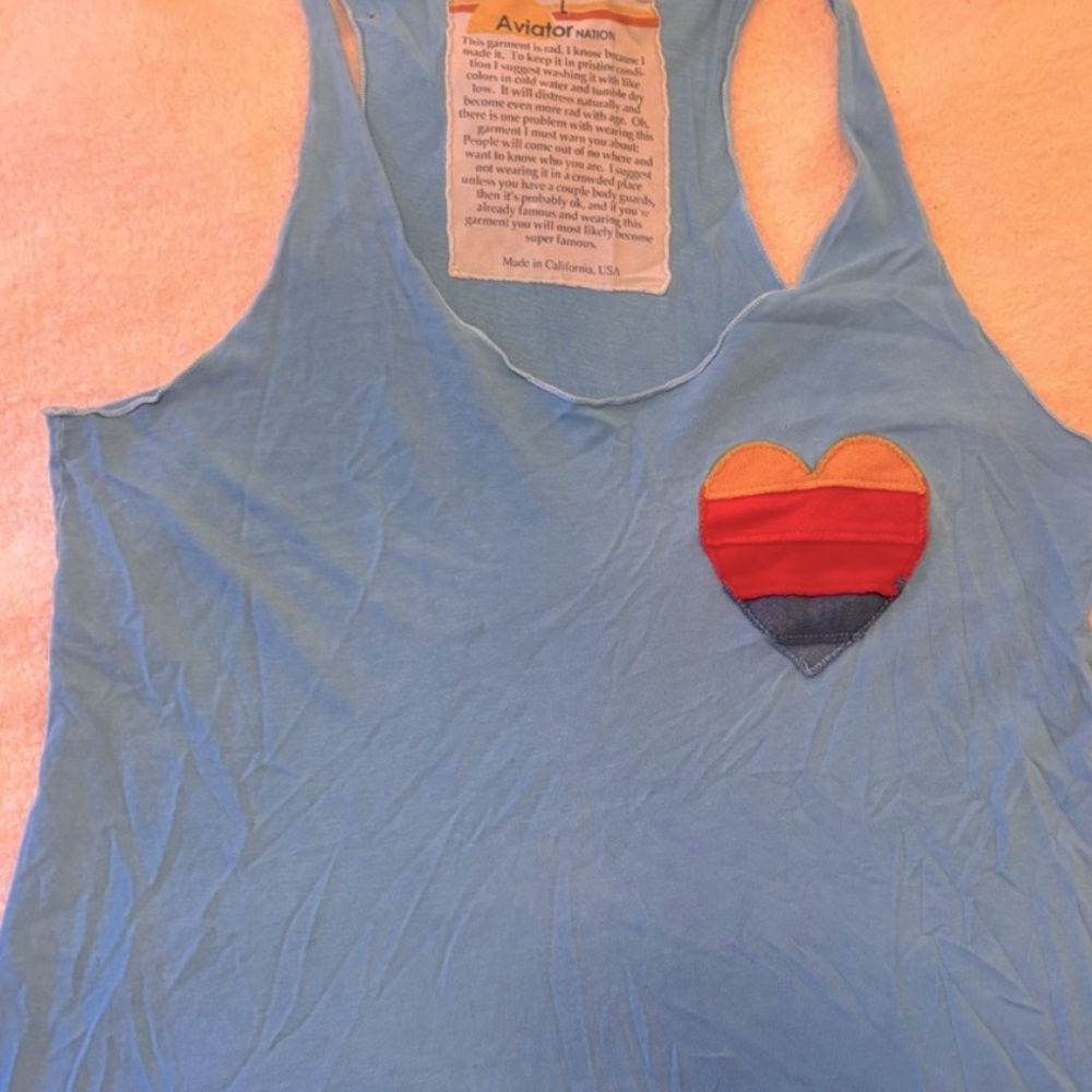 aviator nation, size, large RARE sky blue tank